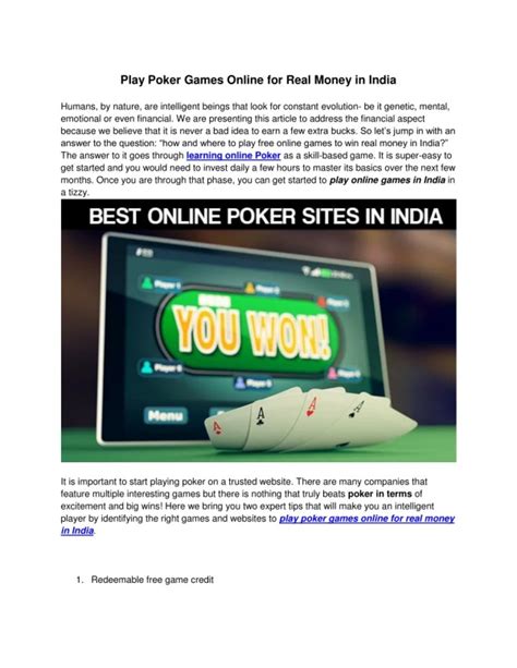 Play Online Poker Games in India & Win Real Money .